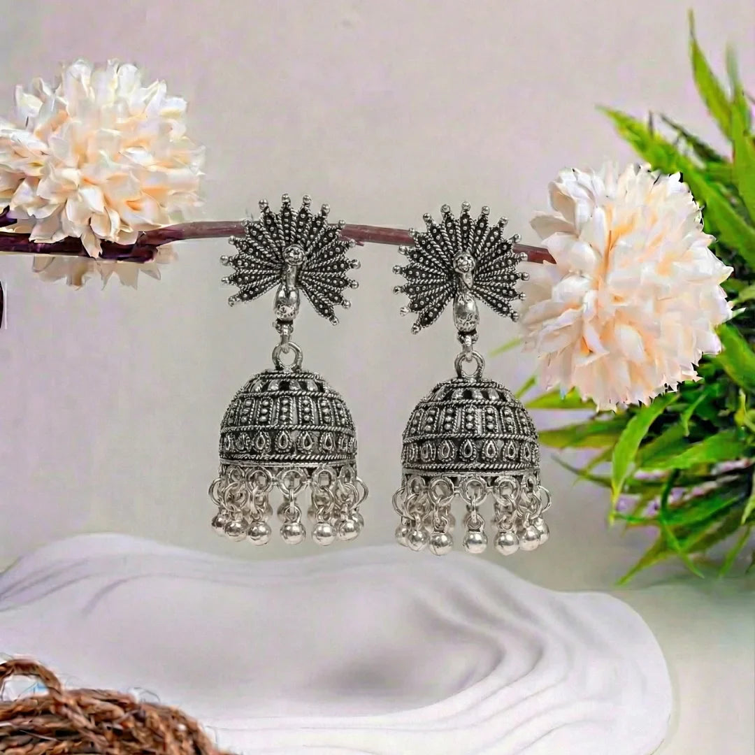 Peacock Grace oxidise Jhumka