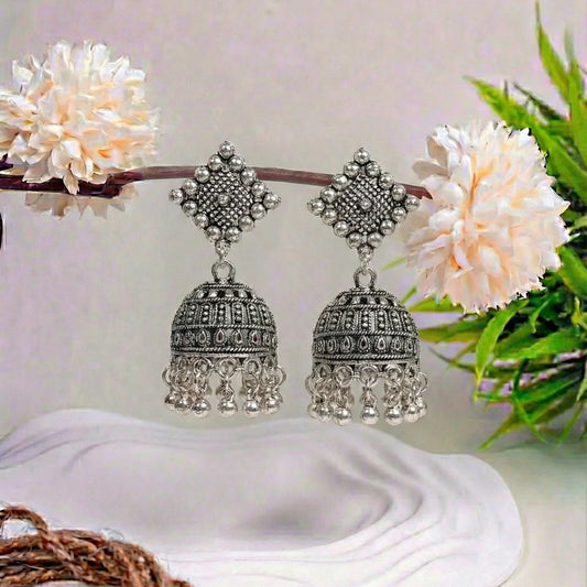 Dainty Silver Ghungroo Jhumka