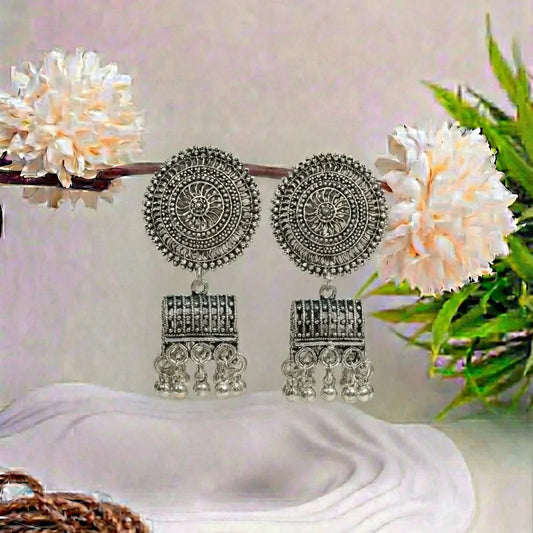 Antique Oxidised Jhumka Earrings
