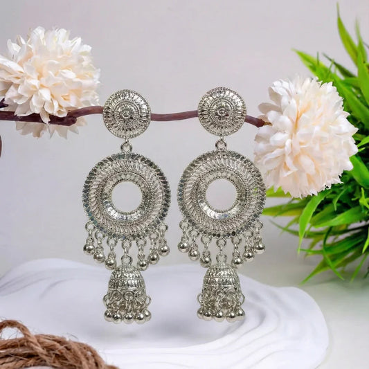Pearl Drop Multi-Layer Oxidised Jhumka Earrings