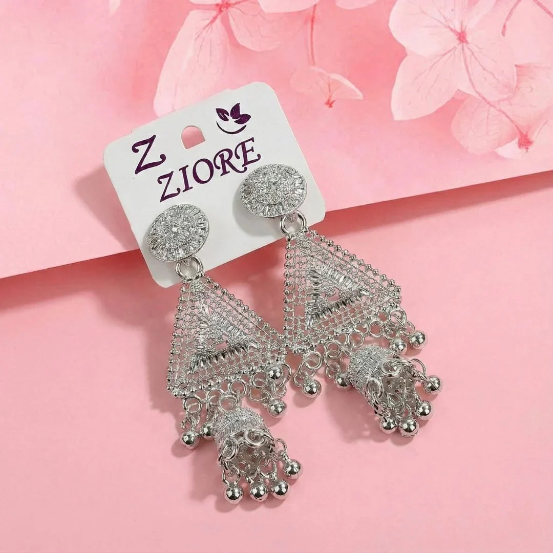 Alluring oxidised triangle jhumka