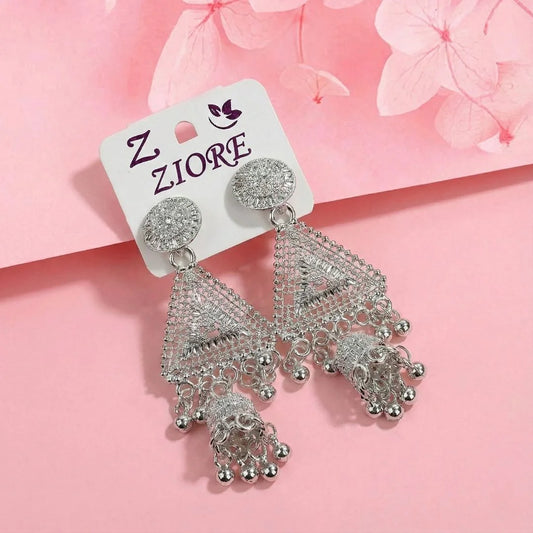 Alluring oxidised triangle jhumka