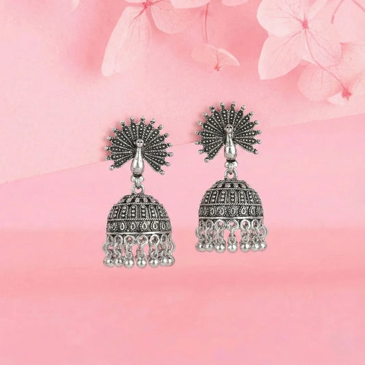 Peacock Grace oxidise Jhumka