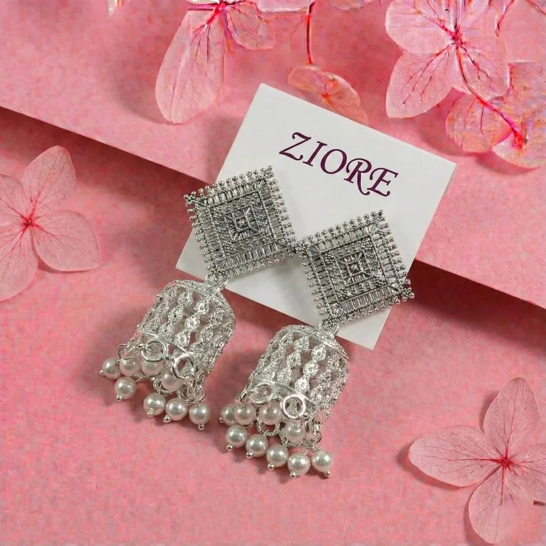 Royal Bloom Oxidised Dome Jhumka Earrings