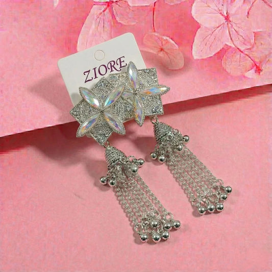 Boho Leaf Cascade Oxidised Silver Jhumka