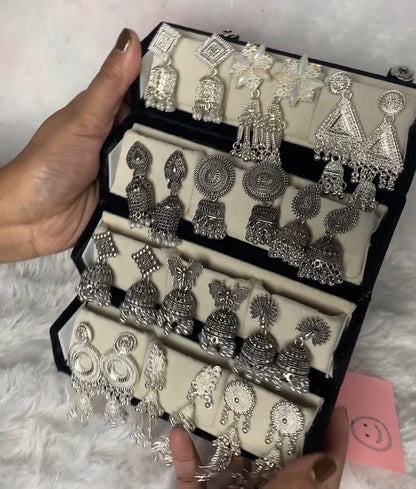 Set Of 12 Earrings With Folding Jewellery Box